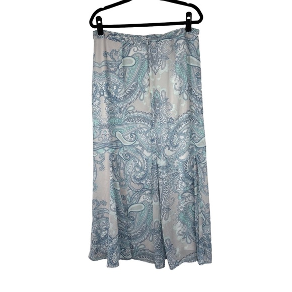 Banana Republic Skirt Women 14 Light Blue Paisley Print Boho Flowy Festival Chic - Picture 2 of 6